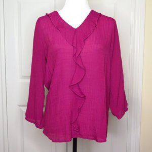 Northern Reflections Fuschia Pink Blouse with Ruffles